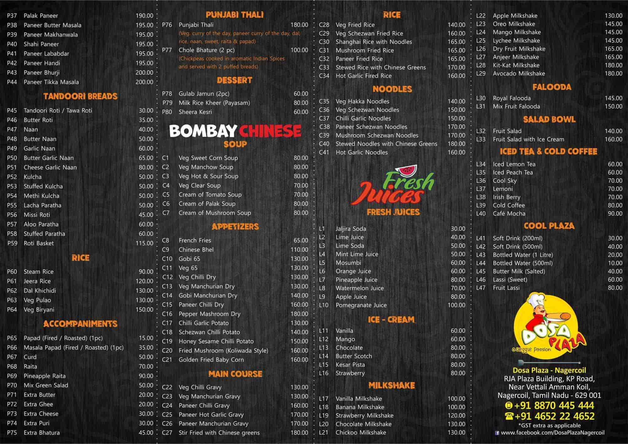 Dosa plaza menu discount