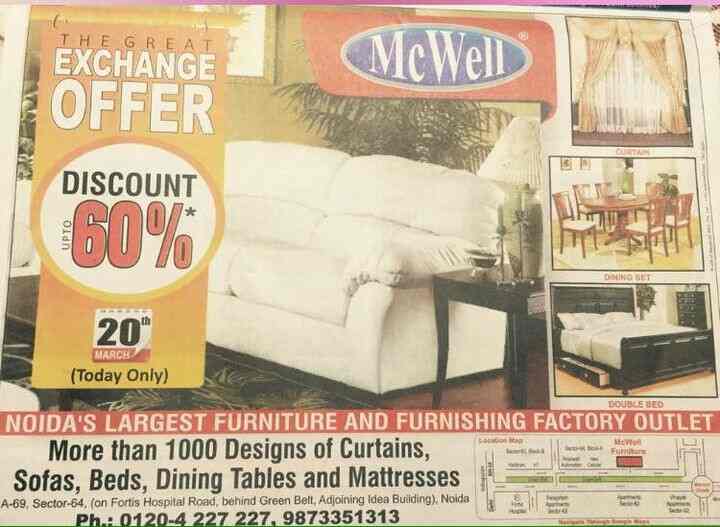 Mcwell Furniture & Furnishing in Noida Sector 64,Delhi Best Furniture