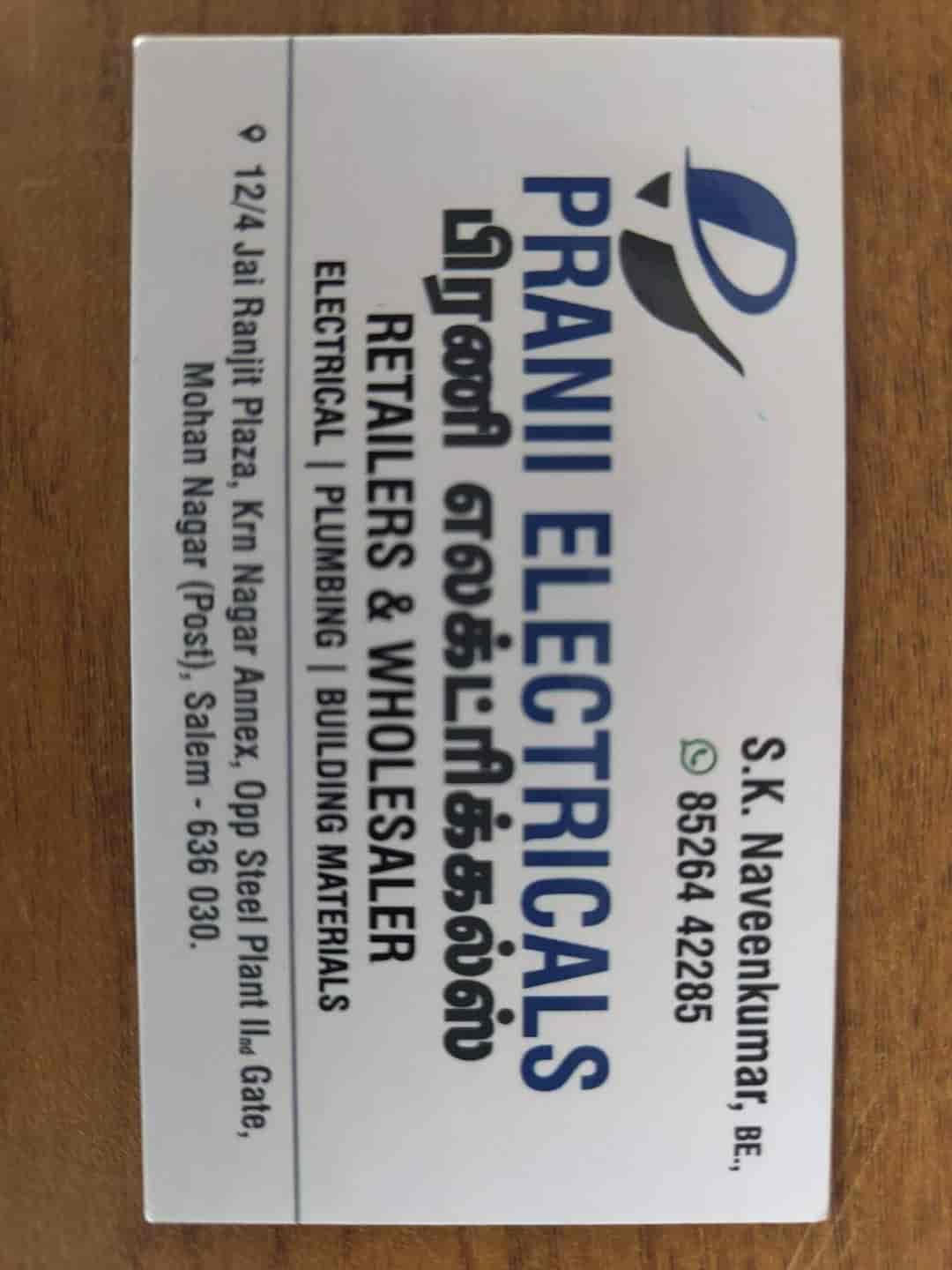 Pranii Electricals in Mohan Nagar Salem,Salem Best Electrical Shops