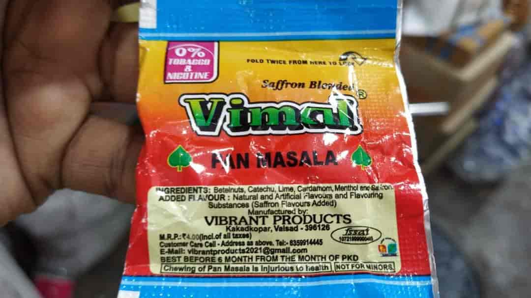 is vimal tobacco Vimal Paan Masala Company in Changodar,Sanand - Best Tobacco Retailers near  me in Sanand