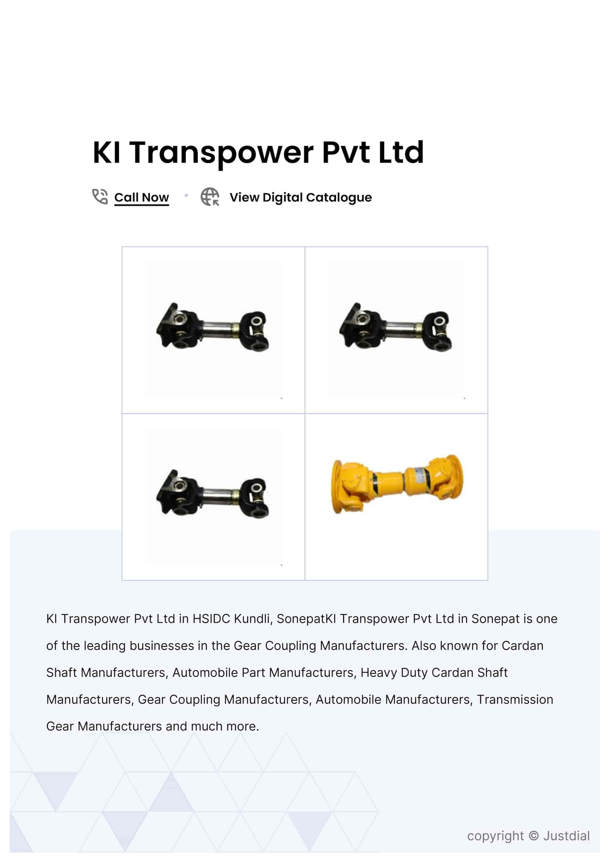 test Ki Flex Cardan Shafts (Light Medium Duty)130 in Sonepat at ₹ 400 - ₹  16,000 / Pc by KI Transpower Pvt Ltd - Justdial