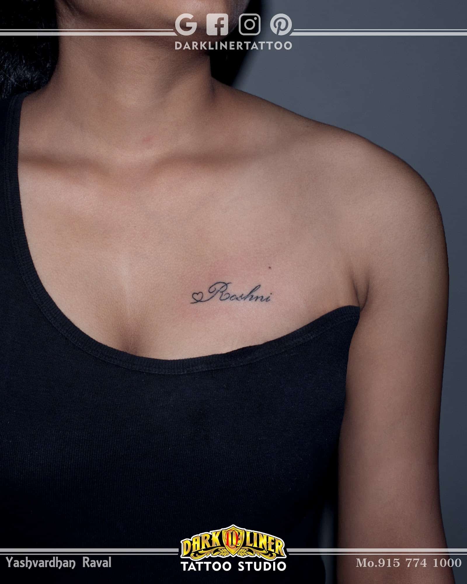 Beautiful Boyfriend Name Tattoos Under the Breast