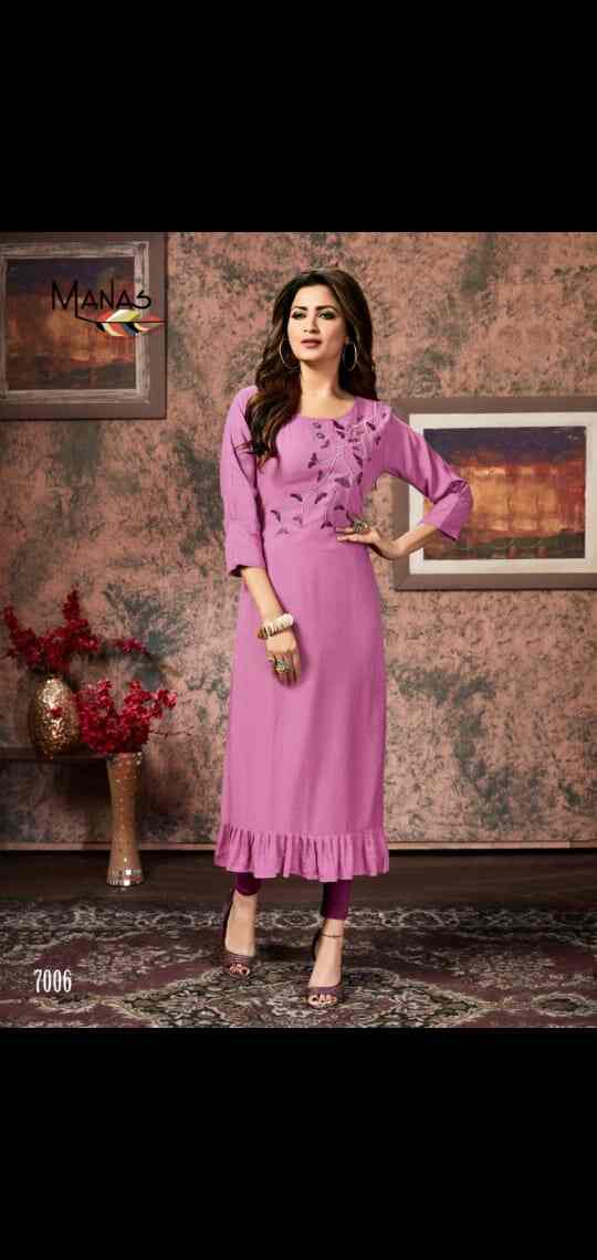 Trendy Cotton Embroidery Kurti Colour Denim (03)And Badami (02)