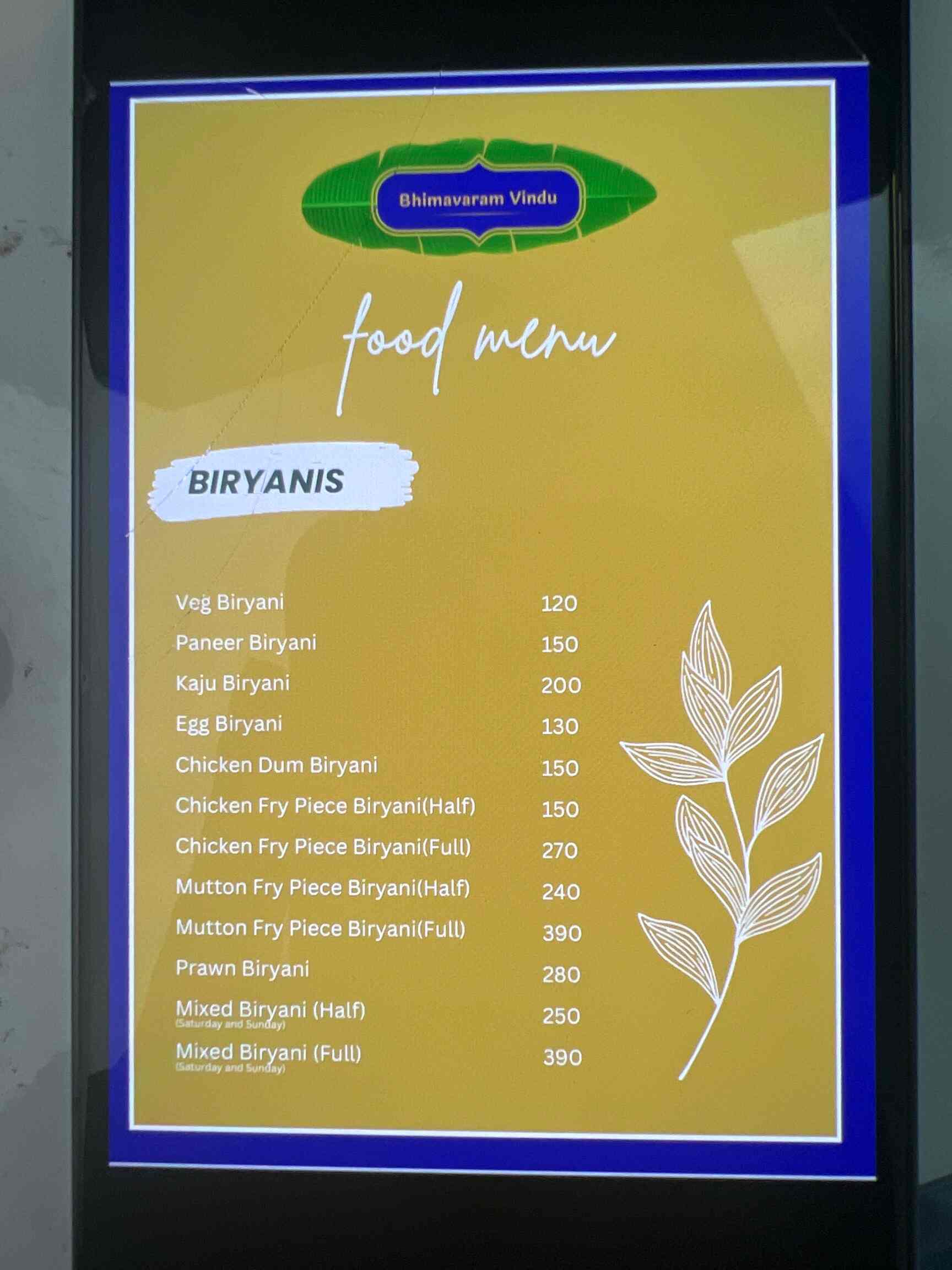 Bhimavaram Vindu in madhapur,Hyderabad Best Restaurants in Hyderabad