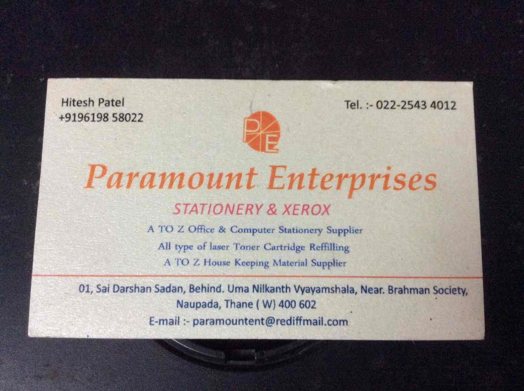 Paramount Enterprises, Thane West Stationery Shops in Thane, Mumbai