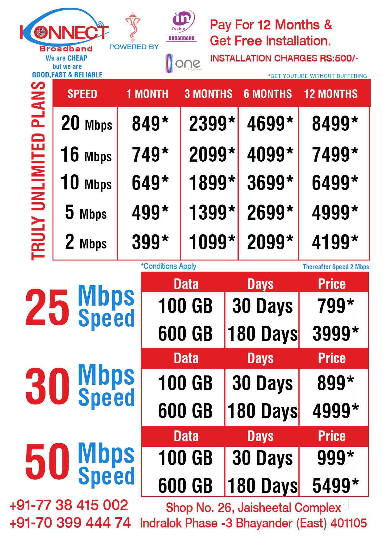 Kconnect Broadband in Om Shanti ChowkBorivali West,Mumbai Best