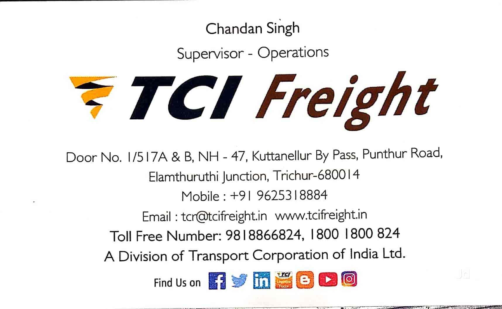Catalogue TCI Freight in Kuttanellur , Thrissur Justdial