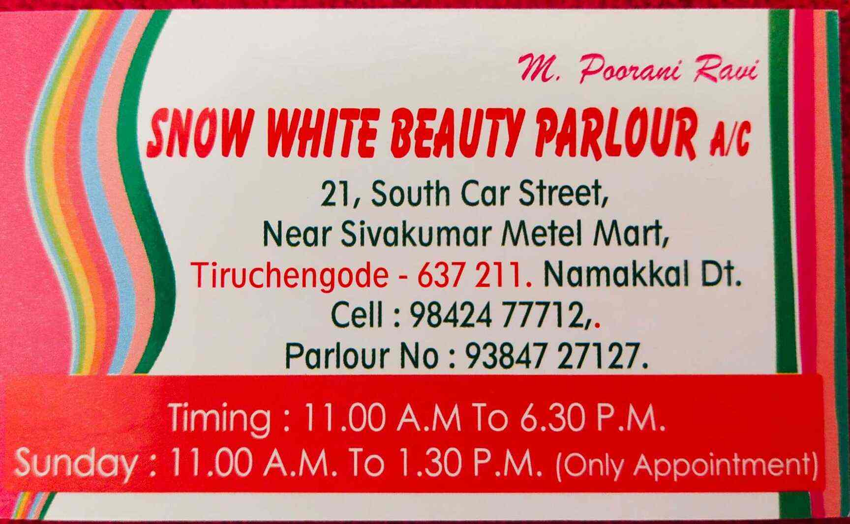 Snow White Beauty Parlour  Fancy Dress in Tiruchengode Ho,Tiruchengode  Best Beauty Parlours For Bridal in Tiruchengode Justdial