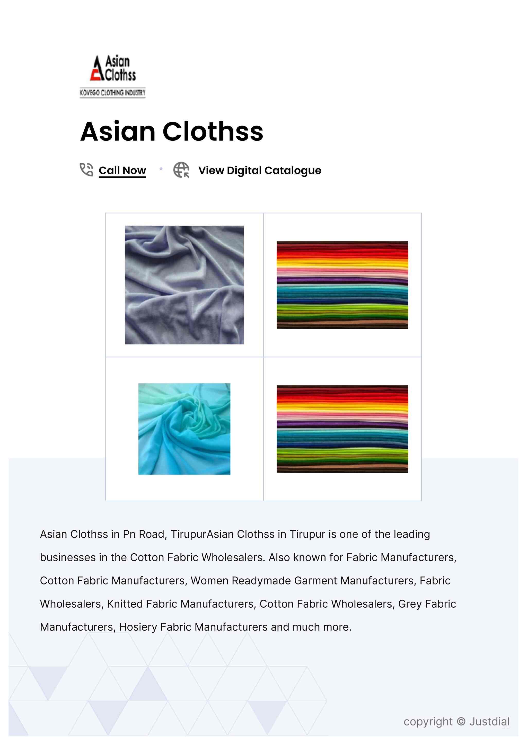 Melange Fabric Material in Tirupur at ₹ 240 Unit by Asian