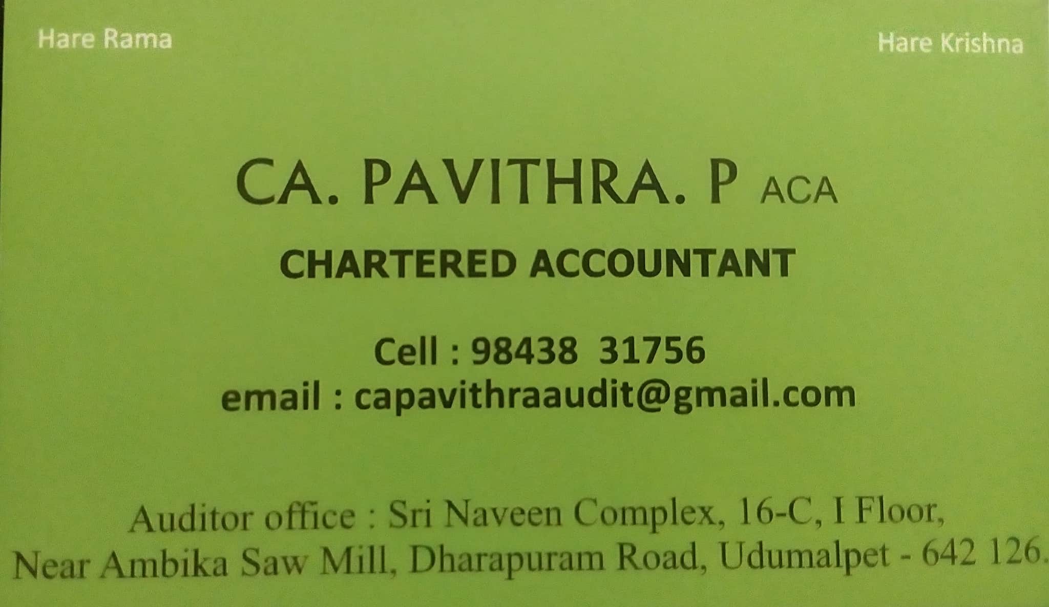 Pavithra &co in Near Ambika Saw Mill,Udumalpet Best Auditors For IT