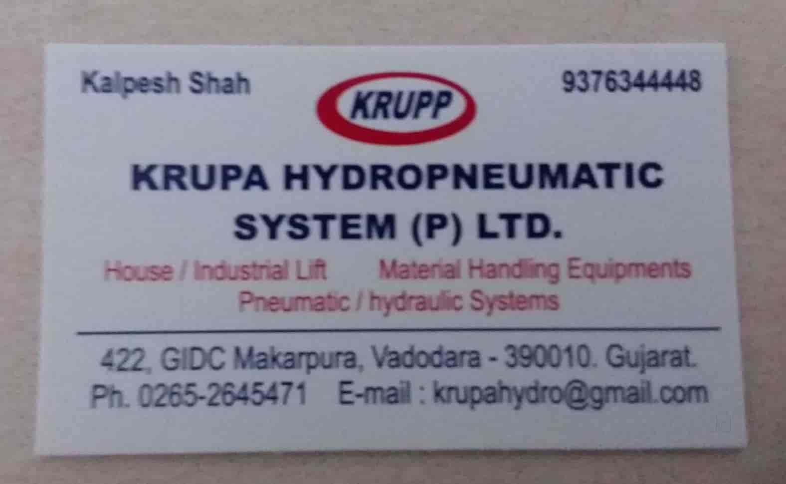 Catalogue Krupa Hydropneumatic System Pvt Ltd in Makarpura Industrial