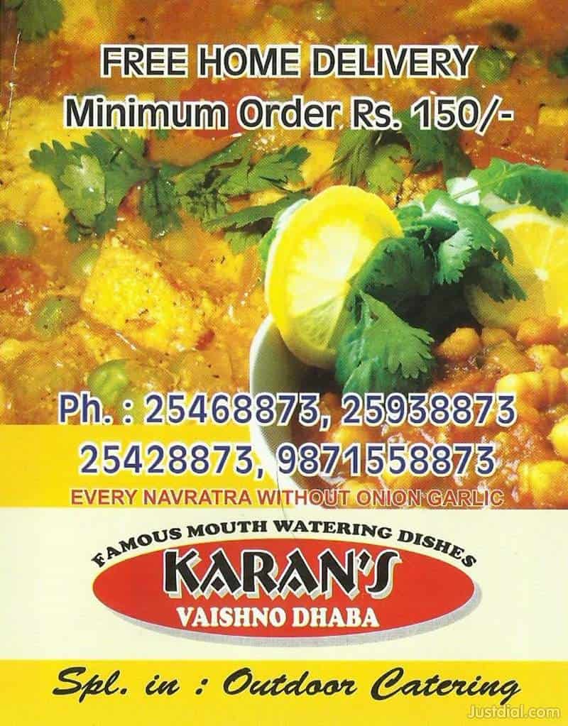 Karan's Vaishno Dhaba, Ramesh Nagar, Delhi North Indian, Pure