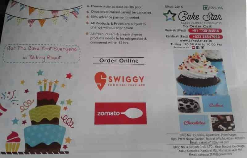 Cake Star, Borivali West, Mumbai Desserts Cuisine Restaurant Justdial