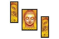 Buy Saf Diwali Gift Uv Textured Buddha Print Framed Painting Set