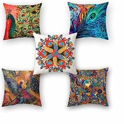 NEW INDIAN DANCERS MULTI COLOUR HENNA CORNERS CREAM 16/" Pillow Cushion Cover