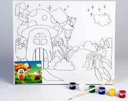 Buy Pigloo Brand Kids Canvas Painting Coloring Set Canvas With Blank Line Drawing 1 Paint Brush 6 Water Colors Mushroom House Design Features Price Reviews Online In India Justdial Easy landscape drawing for kids and beginners|learn house and nature simple painting how to draw an easy landscape for kids. buy pigloo brand kids canvas painting