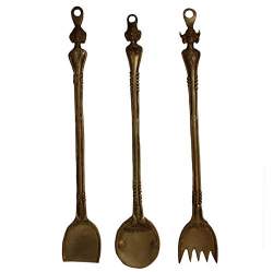 Buy Purpledip Antique Brass Wall Decor Set Of Hanging Cutlery