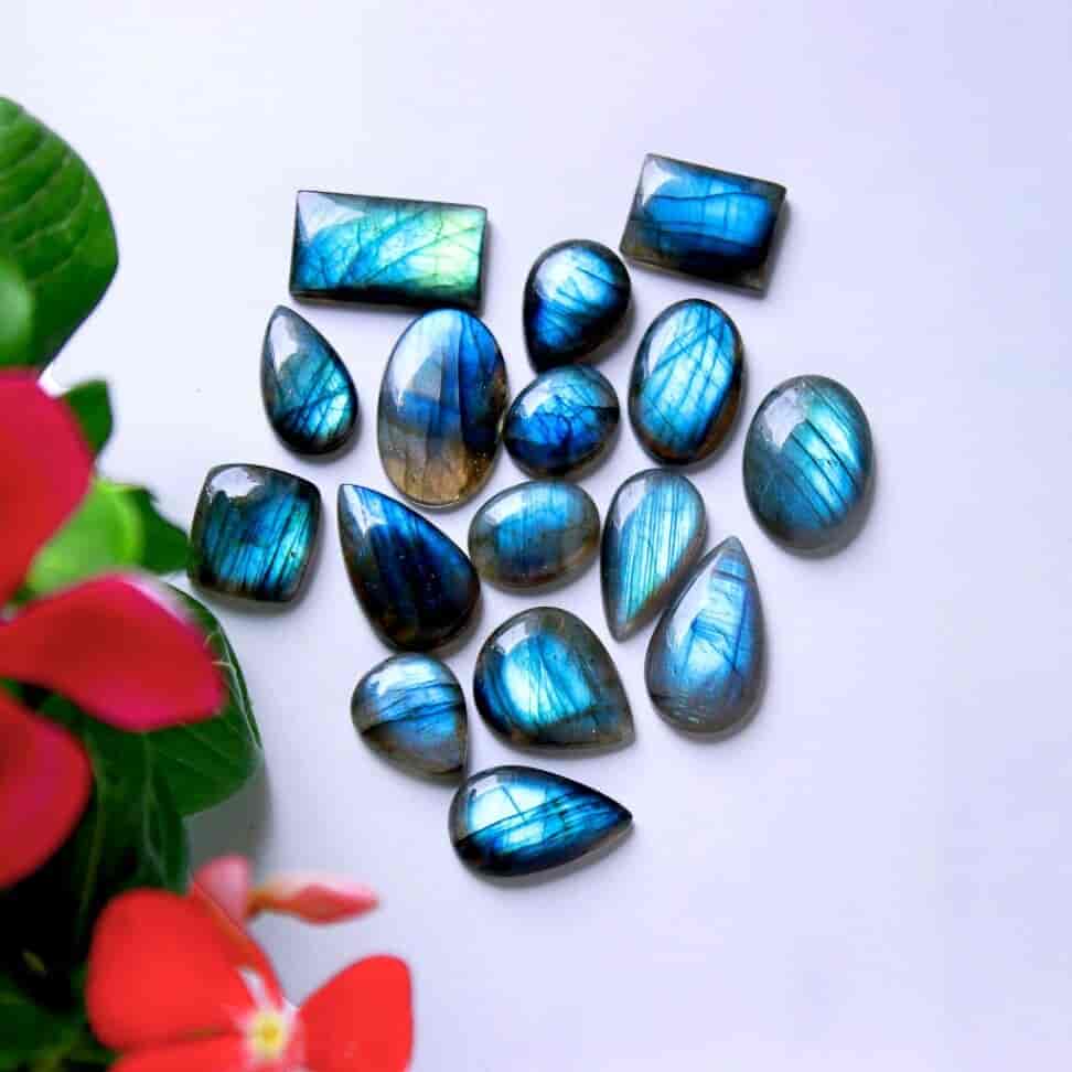 225Cts  Natural Labradorite Blue Fire Mix Shape Cabochon Loose Gemstone Lot 17x17-26x19 mm 14Pcs