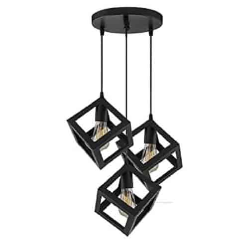 3 Set Cube Pendant Ceiling Light (Black)