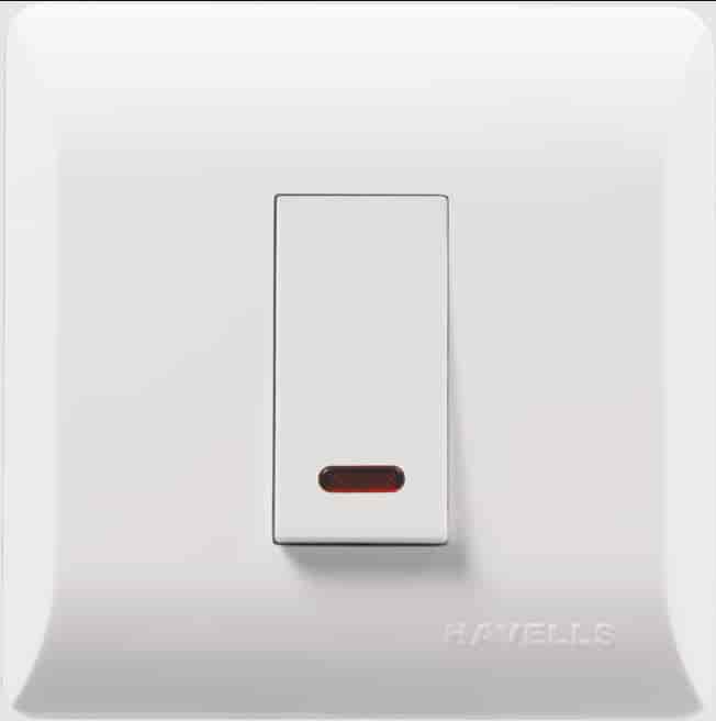 HAVELLS 16Ax 1 way Switch with Indicator Pure White [AHCSXIW161]