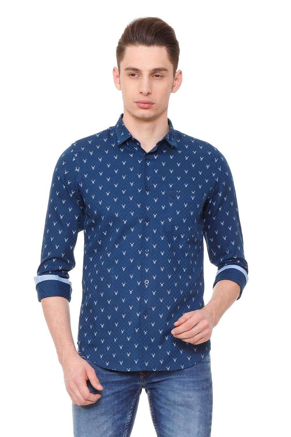 Allen Solly Men's Shirts (Azure Blue, Size: 44, ASSFWSPFP50284)