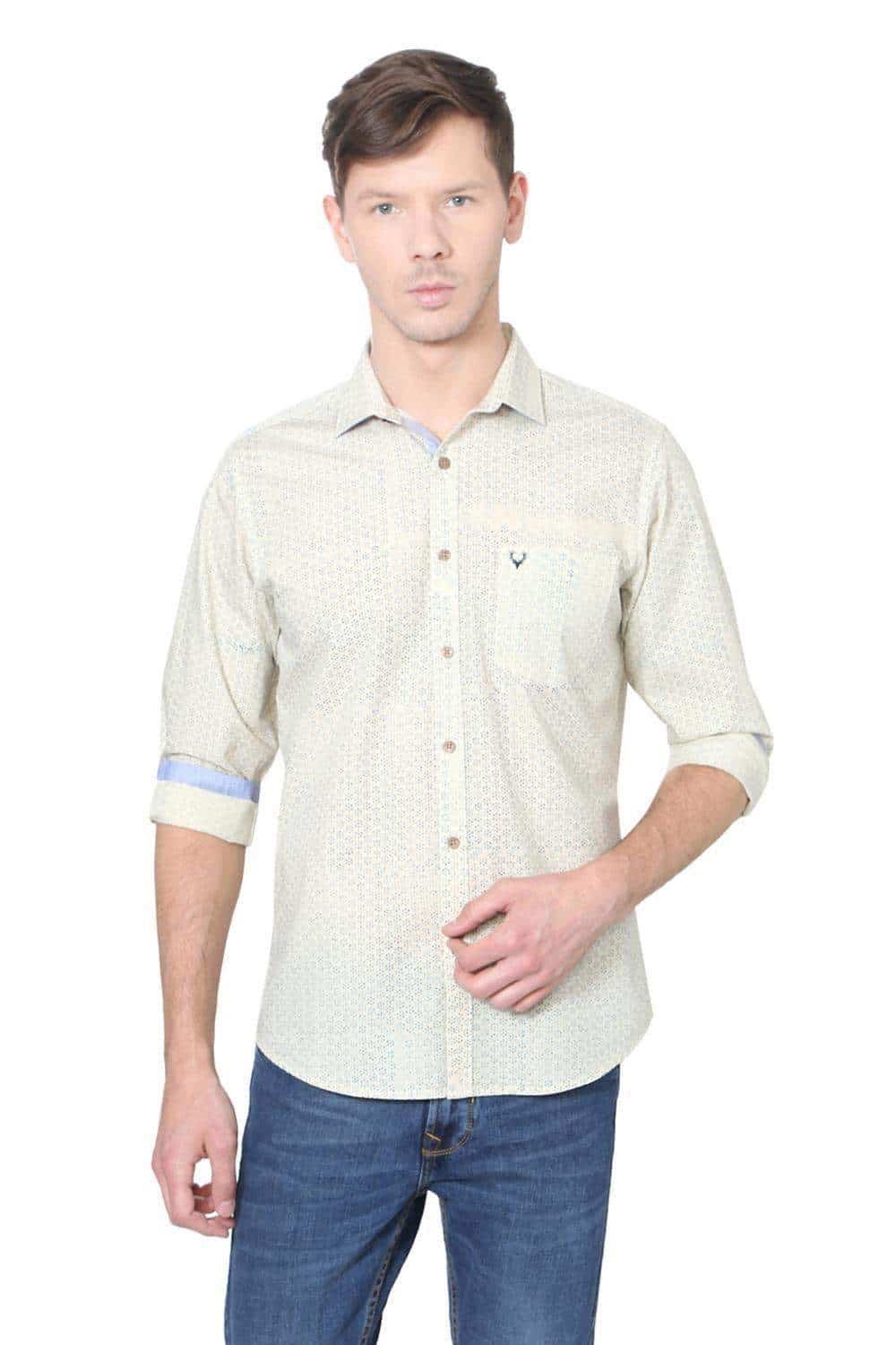 Allen Solly Beige Slim Fit Shirt (164825052, Size:40)