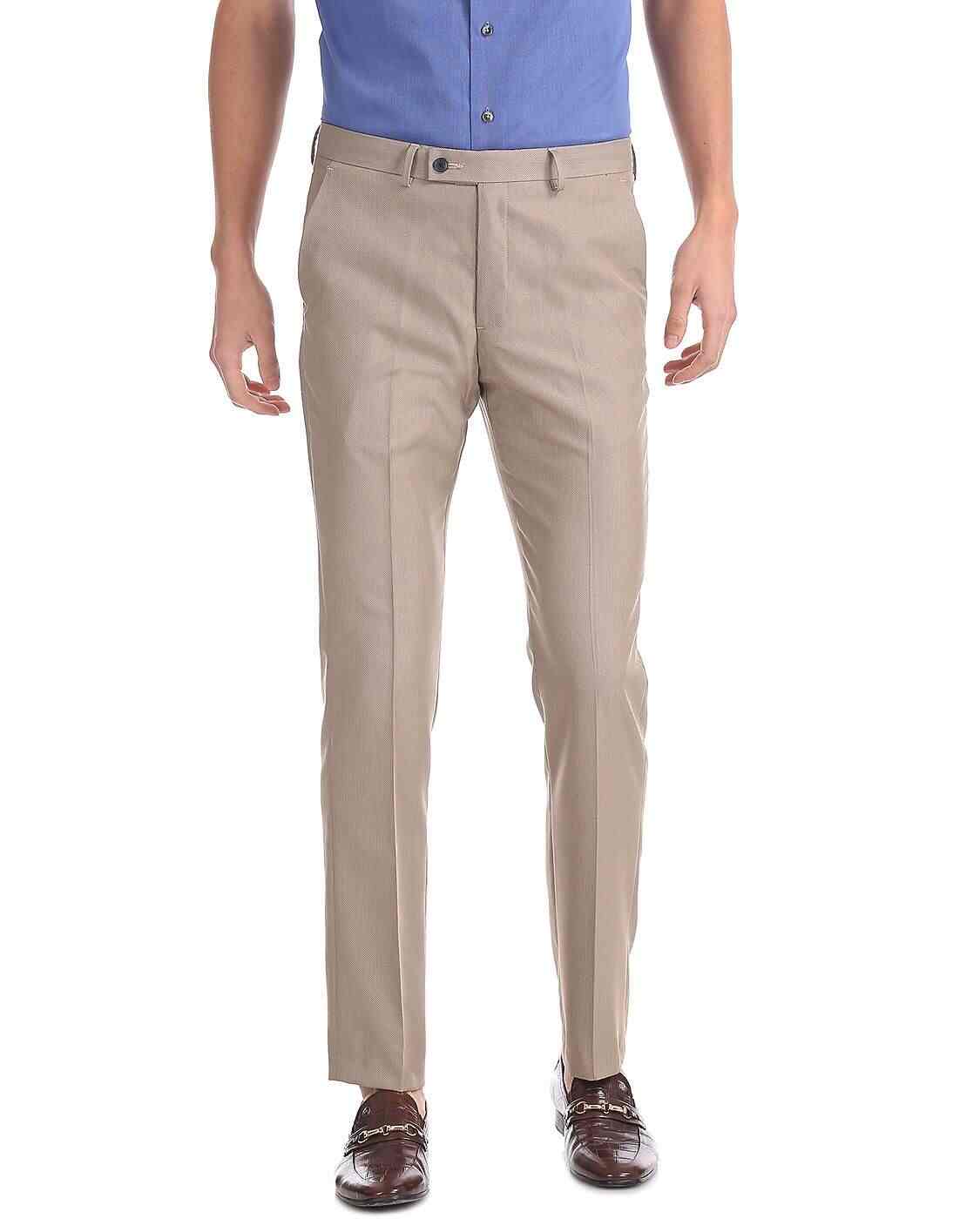 ARROW Tapered Fit Patterned Weave Trouser [Beige, 34]
