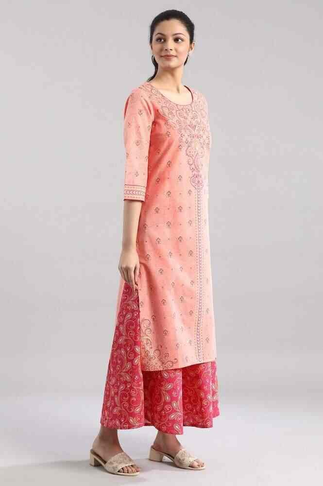 Aurelia Peach Straight Kurti Get Best Price from Manufacturers