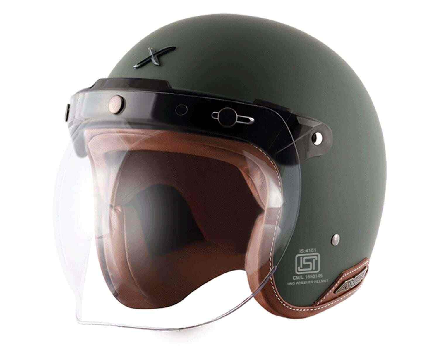 AXOR HELMETS - RETRO JET - DULL BATTLE GREEN ( LARGE - 580 MM  )