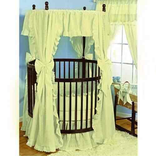 Baby Doll Bedding Carnation Eyelet Round Crib Bedding Set Ecru