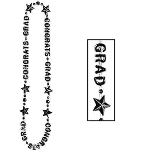 36-Inch Beistle 12-Pack Congrats Graduate Beads of Expression Silver