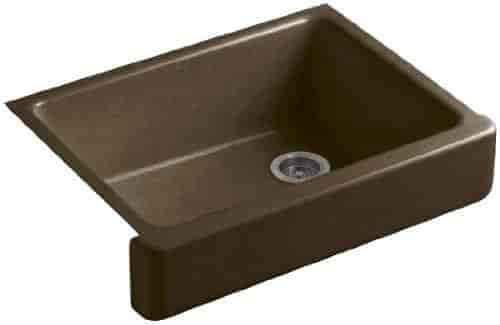 Kohler K 6486 Ka Whitehaven Self Trimming Apron Front Single Basin Kitchen Sink With Short Apron Black N Tan