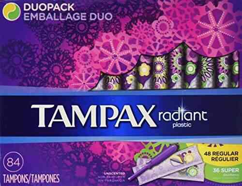 Buy Tampax Radiant Unscented Plastic Tampons Duo Pack 84 Ct 48