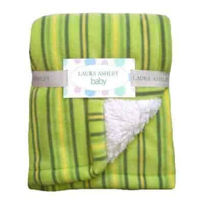Laura Ashley Stripe Crib Throw Baby Blanket Color Sage Features