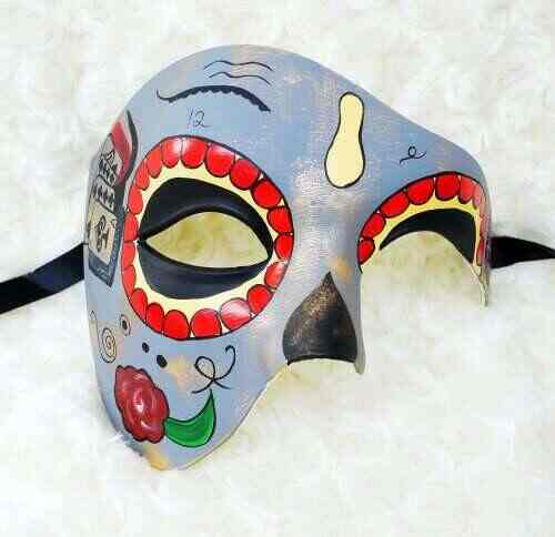 Buy Blue Black And Red Half Face Mexican Sugar Skull Hand Painted Paper Mache Mask Features Price Reviews Online In India Justdial