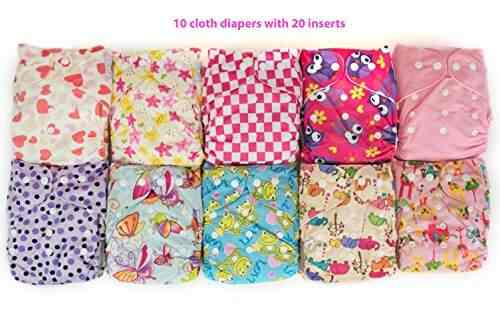 Buy Happy Flute 10 Pack Pocket Cloth Diapers With 20 Inserts 2 Inserts Per Diaper Girl Pack 1 Features Price Reviews Online In India Justdial