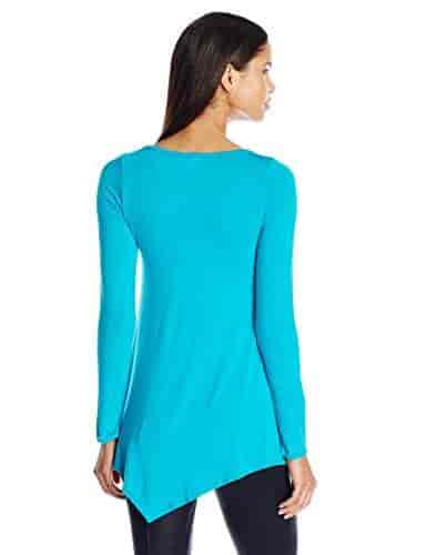 Star Vixen Womens Scoop Neck Long Sleeve Handkerchief Hem Comfy Knit Tunic Top