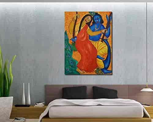 Buy 999store Unframed Hand Painted Radha Krishna With His Flute Acrylic Canvas Painting Features Price Reviews Online In India Justdial