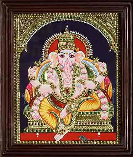 Buy Myangadi Traditional Ganesha Tanjore Painting 22 Carat Gold