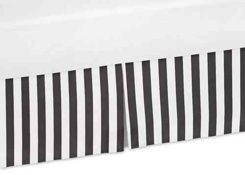 Sweet Jojo Designs Black And White Stripes Crib Bed Skirt Dust