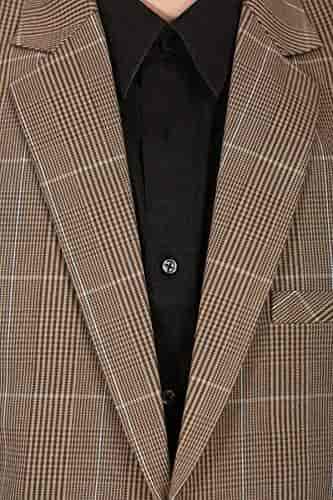 WINTAGE Mens Cotton Checkered All Season Notch Lapel Blazer Brown