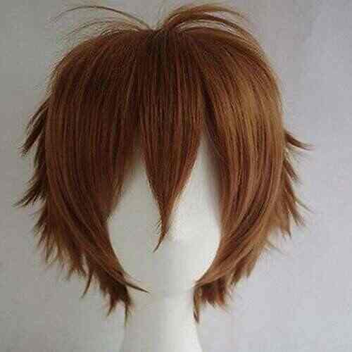 Light Brown S Noilite Unisex Cosplay Short Straight Hair Wig Women