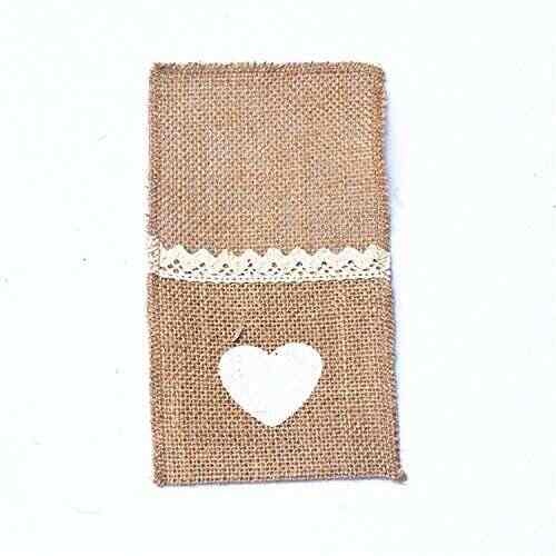 10pcslot Wedding Tableware Bags Hessian Jute Cutlery Pocket Home