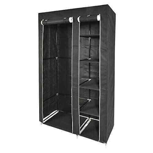Buy Kendan Rutland Black Double Fabric Canvas Wardrobe Closet