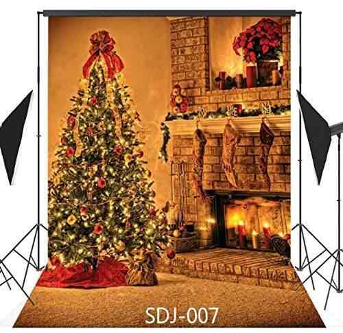 5x7ft Xmas Fireplace Amp Christmas Tree Series Poly Fabric Photo