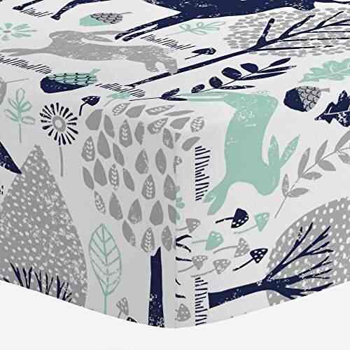 Carousel Designs Navy And Mint Woodland Animals Crib Sheet Organic
