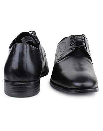 red tape black leather shoes