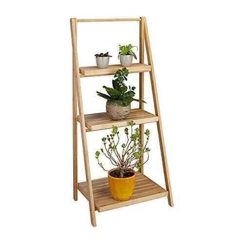 Buy Relaxdays Flower Stand 3 Shelves Bamboo Foldable Ladder Shelf Plant Pedestal Hxwxd 99 X 45 X 32 Cm Wood Natural Brown Features Price Reviews Online In India Justdial