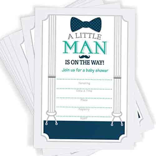 Little Man Themed Baby Shower Invitations Bow Tie Mustache And