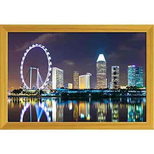 Buy Artzfolio Singapore Cityscape Canvas Painting Golden Wood